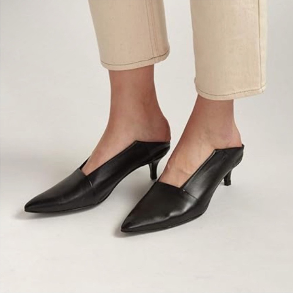 NEW NWT Thakoon Kitten Black leather Mules 8.5